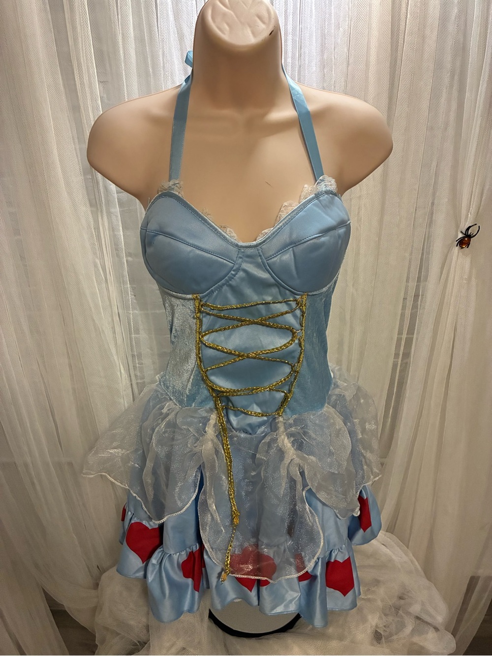 Rebel Toons Alice in Wonderland Costume Corset Dress Stockings Cuffs
